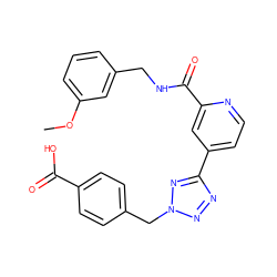 COc1cccc(CNC(=O)c2cc(-c3nnn(Cc4ccc(C(=O)O)cc4)n3)ccn2)c1 ZINC000045391952