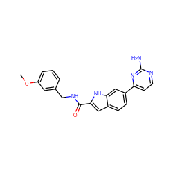 COc1cccc(CNC(=O)c2cc3ccc(-c4ccnc(N)n4)cc3[nH]2)c1 ZINC000073156110