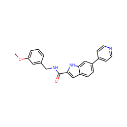 COc1cccc(CNC(=O)c2cc3ccc(-c4ccncc4)cc3[nH]2)c1 ZINC000073161056