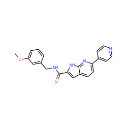 COc1cccc(CNC(=O)c2cc3ccc(-c4ccncc4)nc3[nH]2)c1 ZINC000073168895