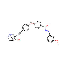 COc1cccc(CNC(=O)c2ccc(Oc3ccc(C#C[C@]4(O)CN5CCC4CC5)cc3)cc2)c1 ZINC000073221079