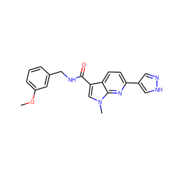 COc1cccc(CNC(=O)c2cn(C)c3nc(-c4cn[nH]c4)ccc23)c1 ZINC000073195799