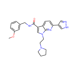 COc1cccc(CNC(=O)c2cn(CCN3CCCC3)c3nc(-c4cn[nH]c4)ccc23)c1 ZINC000073195800