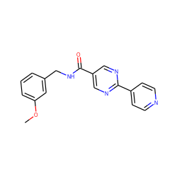 COc1cccc(CNC(=O)c2cnc(-c3ccncc3)nc2)c1 ZINC000063540034