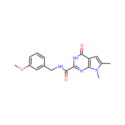 COc1cccc(CNC(=O)c2nc3c(cc(C)n3C)c(=O)[nH]2)c1 ZINC000149391340