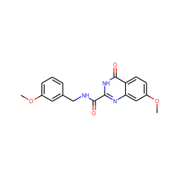 COc1cccc(CNC(=O)c2nc3cc(OC)ccc3c(=O)[nH]2)c1 ZINC000149084675