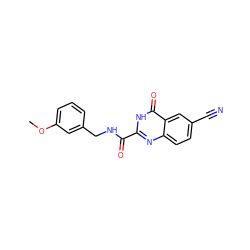 COc1cccc(CNC(=O)c2nc3ccc(C#N)cc3c(=O)[nH]2)c1 ZINC000150136145