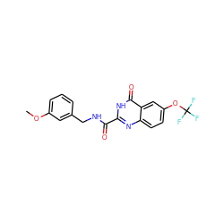 COc1cccc(CNC(=O)c2nc3ccc(OC(F)(F)F)cc3c(=O)[nH]2)c1 ZINC000149971303