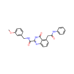 COc1cccc(CNC(=O)c2nc3cccc(CC(=O)Nc4ccccc4)c3c(=O)[nH]2)c1 ZINC000299834392