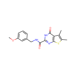 COc1cccc(CNC(=O)c2nc3sc(C)c(C)c3c(=O)[nH]2)c1 ZINC000202714408