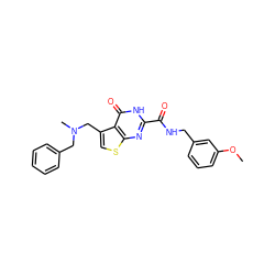 COc1cccc(CNC(=O)c2nc3scc(CN(C)Cc4ccccc4)c3c(=O)[nH]2)c1 ZINC000202711334