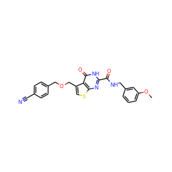 COc1cccc(CNC(=O)c2nc3scc(COCc4ccc(C#N)cc4)c3c(=O)[nH]2)c1 ZINC000150175665