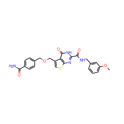 COc1cccc(CNC(=O)c2nc3scc(COCc4ccc(C(N)=O)cc4)c3c(=O)[nH]2)c1 ZINC000148964531