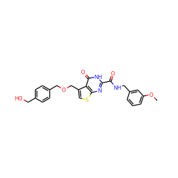 COc1cccc(CNC(=O)c2nc3scc(COCc4ccc(CO)cc4)c3c(=O)[nH]2)c1 ZINC000202719424