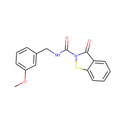 COc1cccc(CNC(=O)n2sc3ccccc3c2=O)c1 ZINC000096271402