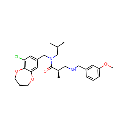 COc1cccc(CNC[C@@H](C)C(=O)N(Cc2cc(Cl)c3c(c2)OCCCO3)CC(C)C)c1 ZINC000148698465