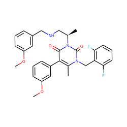 COc1cccc(CNC[C@@H](C)n2c(=O)c(-c3cccc(OC)c3)c(C)n(Cc3c(F)cccc3F)c2=O)c1 ZINC000026994275