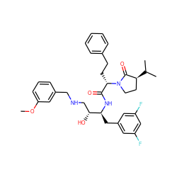 COc1cccc(CNC[C@@H](O)[C@H](Cc2cc(F)cc(F)c2)NC(=O)[C@H](CCc2ccccc2)N2CC[C@H](C(C)C)C2=O)c1 ZINC000073168231