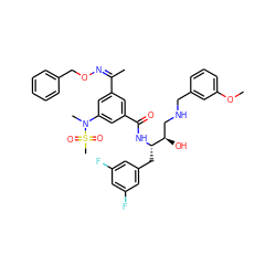 COc1cccc(CNC[C@@H](O)[C@H](Cc2cc(F)cc(F)c2)NC(=O)c2cc(/C(C)=N\OCc3ccccc3)cc(N(C)S(C)(=O)=O)c2)c1 ZINC000049639370