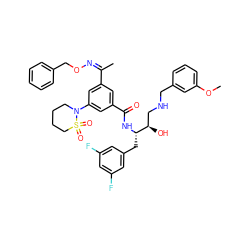 COc1cccc(CNC[C@@H](O)[C@H](Cc2cc(F)cc(F)c2)NC(=O)c2cc(/C(C)=N\OCc3ccccc3)cc(N3CCCCS3(=O)=O)c2)c1 ZINC000049615918