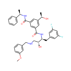 COc1cccc(CNC[C@@H](O)[C@H](Cc2cc(F)cc(F)c2)NC(=O)c2cc(C(=O)N[C@H](C)c3ccccc3)cc([C@@H](C)O)c2)c1 ZINC000042967196