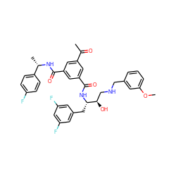 COc1cccc(CNC[C@@H](O)[C@H](Cc2cc(F)cc(F)c2)NC(=O)c2cc(C(C)=O)cc(C(=O)N[C@@H](C)c3ccc(F)cc3)c2)c1 ZINC000049615507