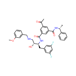 COc1cccc(CNC[C@@H](O)[C@H](Cc2cc(F)cc(F)c2)NC(=O)c2cc(C(C)=O)cc(C(=O)N[C@H](C)c3ccccc3)c2)c1 ZINC000042963976