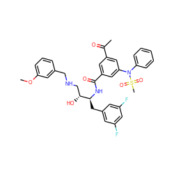 COc1cccc(CNC[C@@H](O)[C@H](Cc2cc(F)cc(F)c2)NC(=O)c2cc(C(C)=O)cc(N(c3ccccc3)S(C)(=O)=O)c2)c1 ZINC000049614353