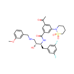 COc1cccc(CNC[C@@H](O)[C@H](Cc2cc(F)cc(F)c2)NC(=O)c2cc(C(C)=O)cc(N3CCCCS3(=O)=O)c2)c1 ZINC000042920775