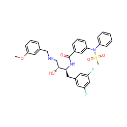 COc1cccc(CNC[C@@H](O)[C@H](Cc2cc(F)cc(F)c2)NC(=O)c2cccc(N(c3ccccc3)S(C)(=O)=O)c2)c1 ZINC000042966360