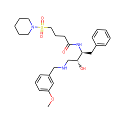 COc1cccc(CNC[C@@H](O)[C@H](Cc2ccccc2)NC(=O)CCCS(=O)(=O)N2CCCCC2)c1 ZINC000028968594