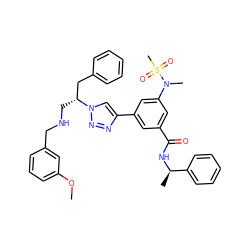 COc1cccc(CNC[C@H](Cc2ccccc2)n2cc(-c3cc(C(=O)N[C@H](C)c4ccccc4)cc(N(C)S(C)(=O)=O)c3)nn2)c1 ZINC000072176269