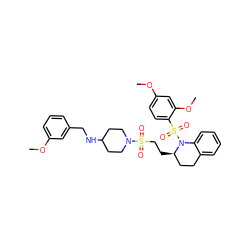 COc1cccc(CNC2CCN(S(=O)(=O)CC[C@@H]3CCc4ccccc4N3S(=O)(=O)c3ccc(OC)cc3OC)CC2)c1 ZINC000049694789