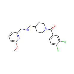 COc1cccc(CNCC2CCN(C(=O)c3ccc(Cl)c(Cl)c3)CC2)n1 ZINC000013782341