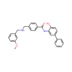 COc1cccc(CNCc2ccc(C(=O)Nc3cc(-c4ccccc4)ccc3O)cc2)c1 ZINC000141424356