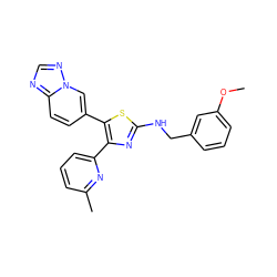 COc1cccc(CNc2nc(-c3cccc(C)n3)c(-c3ccc4ncnn4c3)s2)c1 ZINC000084730218