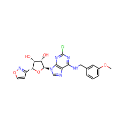 COc1cccc(CNc2nc(Cl)nc3c2ncn3[C@H]2O[C@H](c3ccon3)[C@H](O)[C@@H]2O)c1 ZINC000049053490