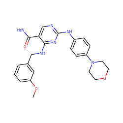 COc1cccc(CNc2nc(Nc3ccc(N4CCOCC4)cc3)ncc2C(N)=O)c1 ZINC000040401280