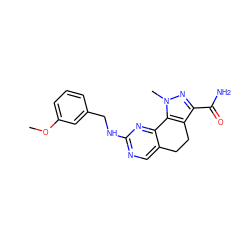 COc1cccc(CNc2ncc3c(n2)-c2c(c(C(N)=O)nn2C)CC3)c1 ZINC000045373333