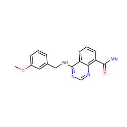 COc1cccc(CNc2ncnc3c(C(N)=O)cccc23)c1 ZINC000114344413