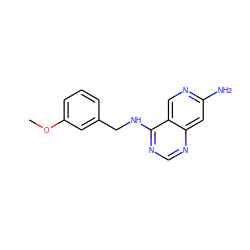 COc1cccc(CNc2ncnc3cc(N)ncc23)c1 ZINC000013743461