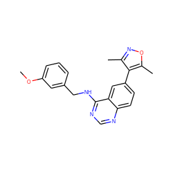 COc1cccc(CNc2ncnc3ccc(-c4c(C)noc4C)cc23)c1 ZINC000013828565