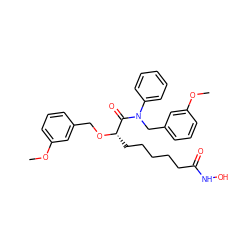 COc1cccc(CO[C@@H](CCCCCC(=O)NO)C(=O)N(Cc2cccc(OC)c2)c2ccccc2)c1 ZINC000028956712