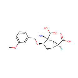 COc1cccc(CO[C@@H]2C[C@@H]3[C@H]([C@]2(N)C(=O)O)[C@@]3(F)C(=O)O)c1 ZINC000013582169