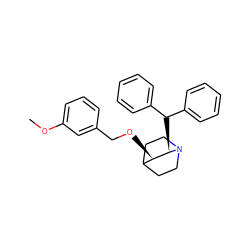 COc1cccc(CO[C@@H]2C3CCN(CC3)[C@@H]2C(c2ccccc2)c2ccccc2)c1 ZINC000013744494