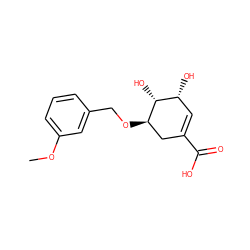 COc1cccc(CO[C@@H]2CC(C(=O)O)=C[C@@H](O)[C@H]2O)c1 ZINC000653899263