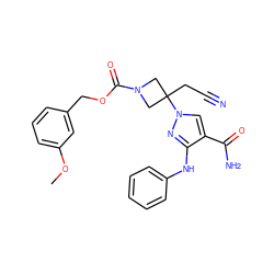 COc1cccc(COC(=O)N2CC(CC#N)(n3cc(C(N)=O)c(Nc4ccccc4)n3)C2)c1 ZINC000222090179