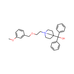 COc1cccc(COCC[N+]23CCC(C(O)(c4ccccc4)c4ccccc4)(CC2)CC3)c1 ZINC000035975434
