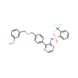 COc1cccc(COCc2ccc(-c3nccnc3NS(=O)(=O)c3ccccc3C(F)(F)F)cc2)c1 ZINC000118911555