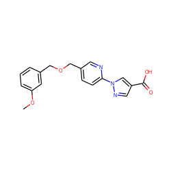 COc1cccc(COCc2ccc(-n3cc(C(=O)O)cn3)nc2)c1 ZINC000040620333